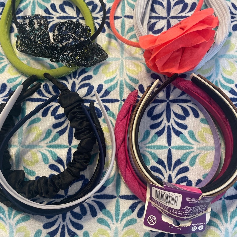 15 Assorted Women’s Headbands Bundle - Pink, Coral, Black, Lime